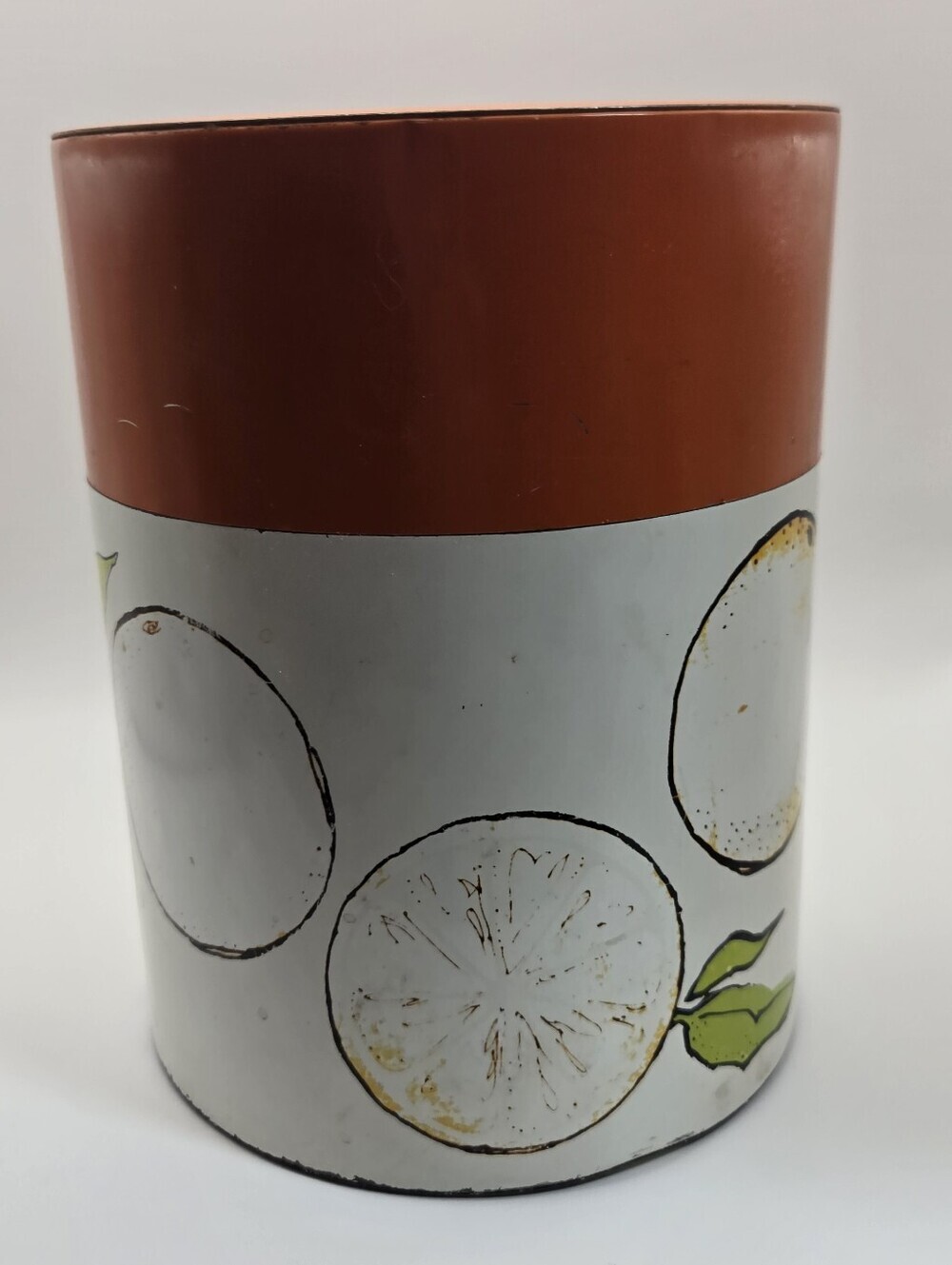 Vintage Mid-Century Modern Metal Tin Canister With Oranges - Picture 5 of 9